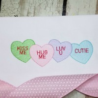 Candy Hearts in a Row Sketch Embroidery Design